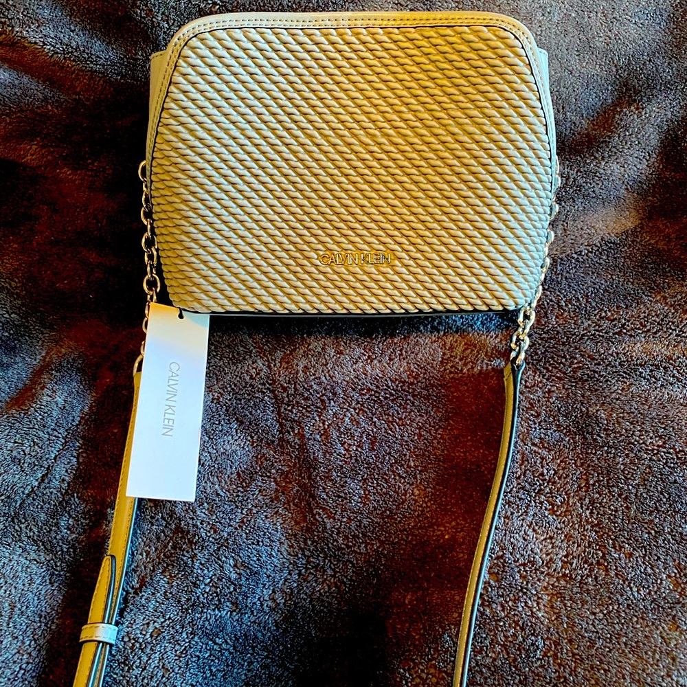 New with tags silver Calvin Klein crossbody purse